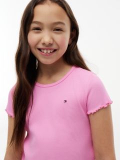 Essential Ruffle Ribbed Extra Slim Top — Pink 3