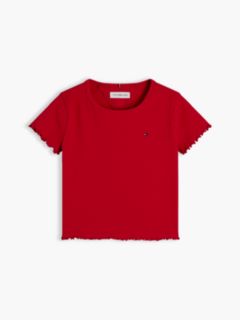 Essential Ruffle Ribbed Extra Slim Top — Red 5