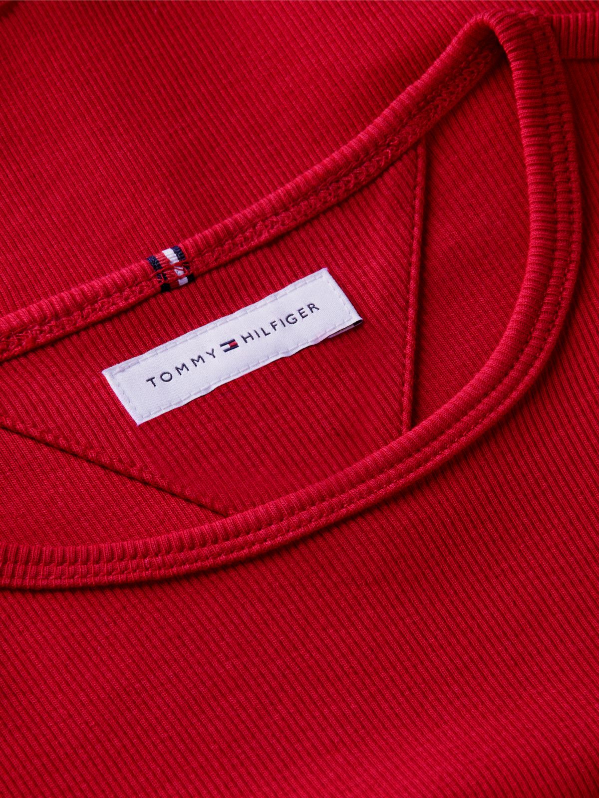 Essential Ruffle Ribbed Extra Slim Top — Red