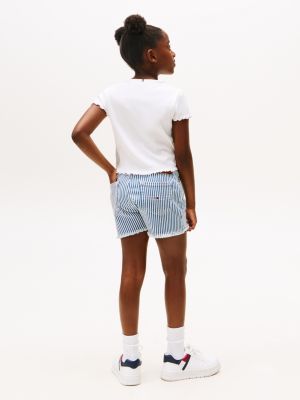 haut côtelé à volants blanc pour filles tommy hilfiger