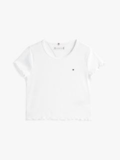 Essential Ruffle Ribbed Extra Slim Top — White 5