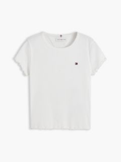 Essential Ruffle Ribbed Extra Slim Top — White 6