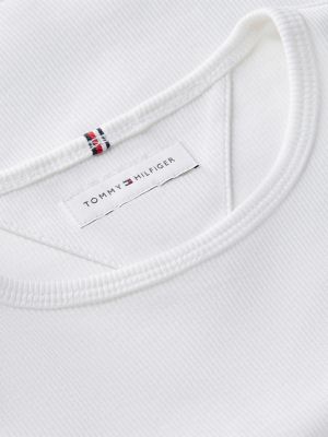 white essential ruffle extra slim ribbed top for girls tommy hilfiger