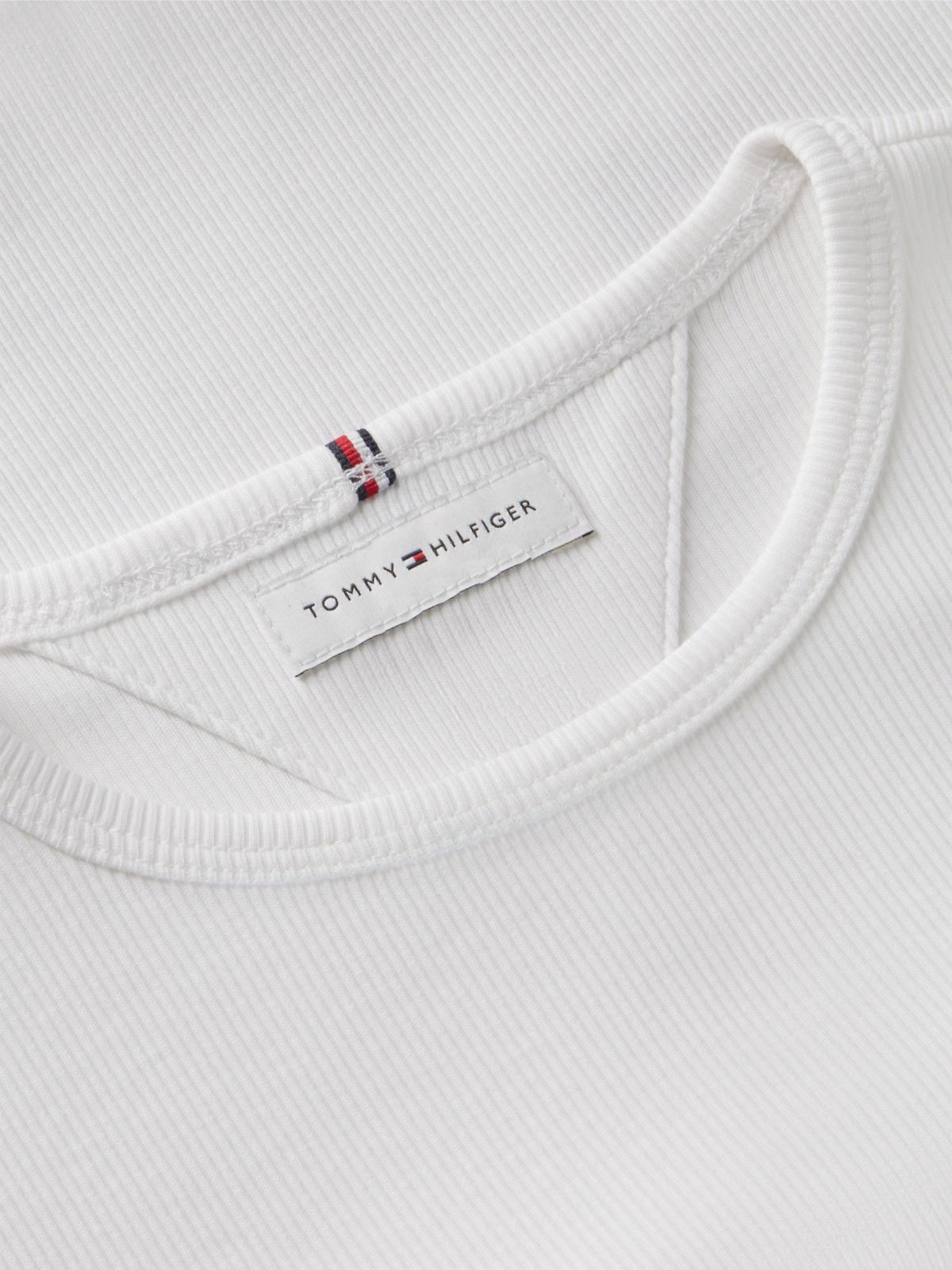Essential Ruffle Ribbed Extra Slim Top — White
