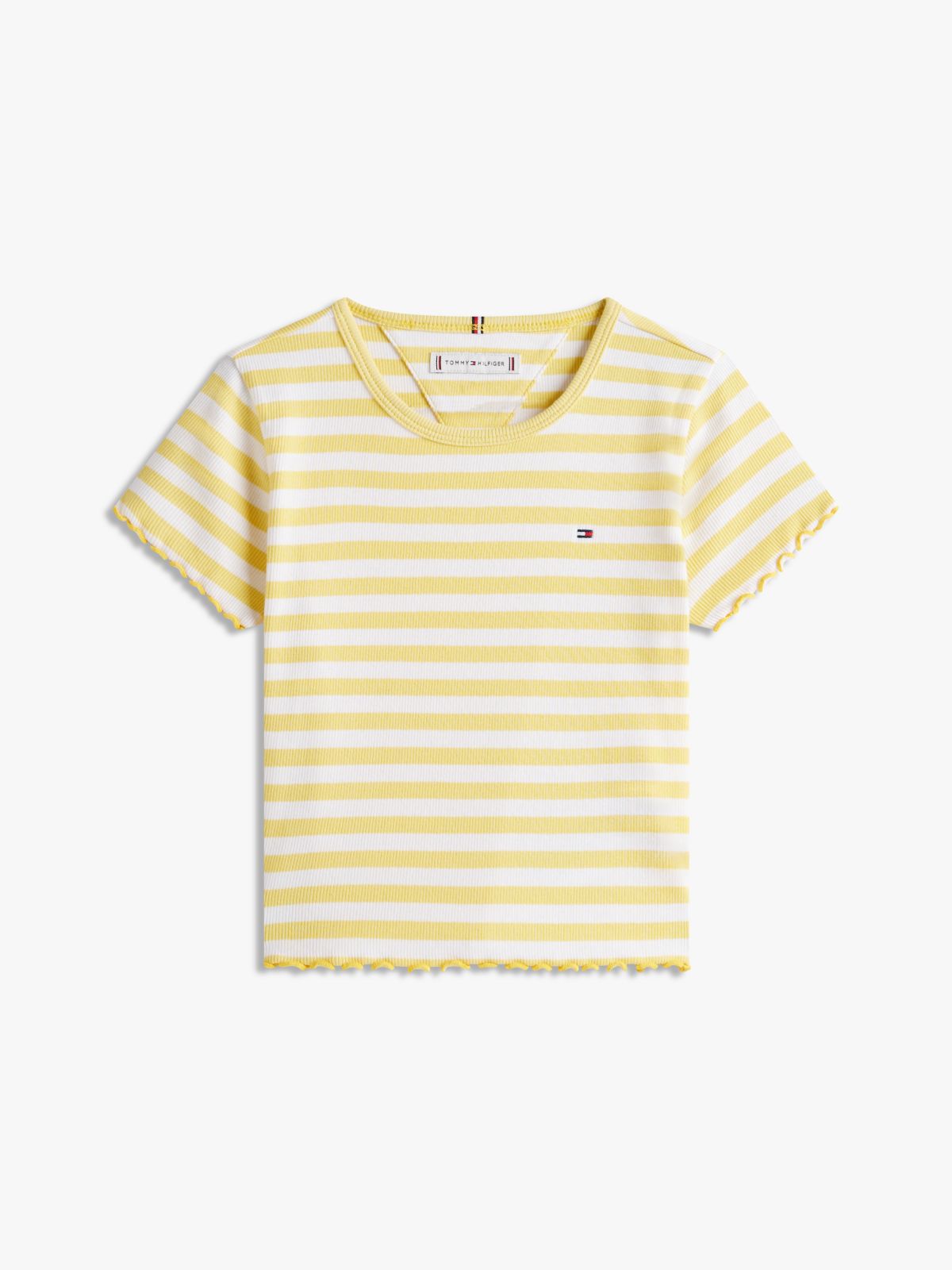 Essential Ruffle Ribbed Extra Slim Top — Yellow