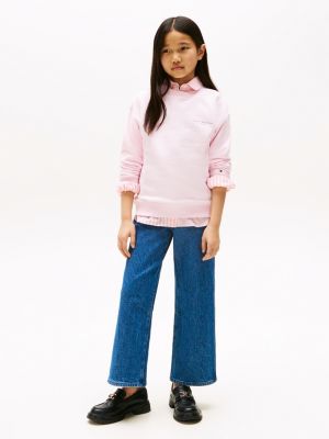 chemise à rayures et dentelle rose pour filles tommy hilfiger