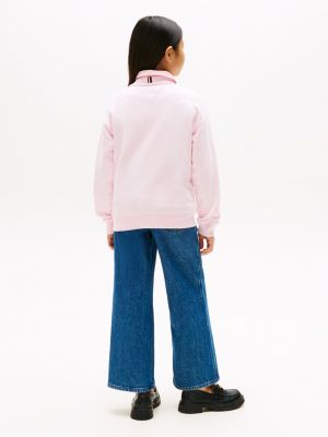 chemise à rayures et dentelle rose pour filles tommy hilfiger