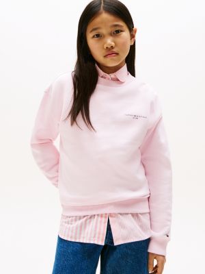 chemise à rayures et dentelle pink pour filles tommy hilfiger