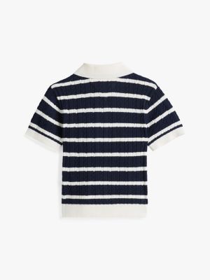 multi adaptive cable knit polo jumper for girls tommy hilfiger