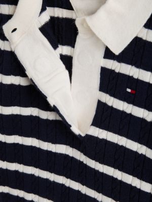 multi adaptive cable knit polo jumper for girls tommy hilfiger