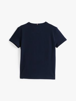 t-shirt adaptive à logo bleu pour filles tommy hilfiger