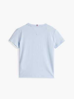 t-shirt adaptive à logo bleu pour filles tommy hilfiger