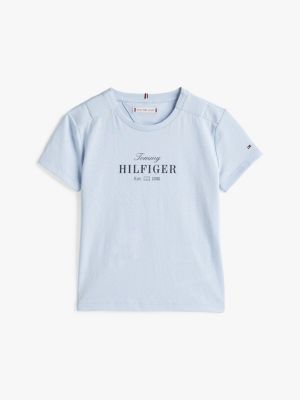 t-shirt adaptive à logo blue pour filles tommy hilfiger