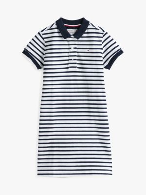 vestido adaptive tipo polo con logo bordado multicolor de niñas tommy hilfiger