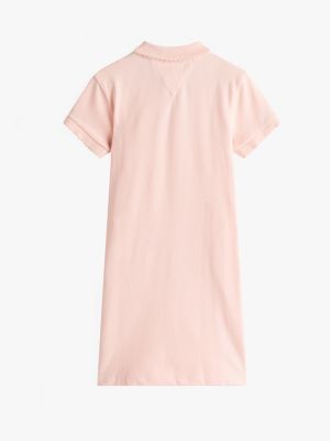 pink adaptive flag embroidery polo dress for girls tommy hilfiger