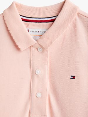 pink adaptive flag embroidery polo dress for girls tommy hilfiger