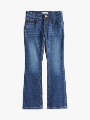 blue adaptive ausgestellte jeans mit fade-effekt für mädchen - tommy hilfiger