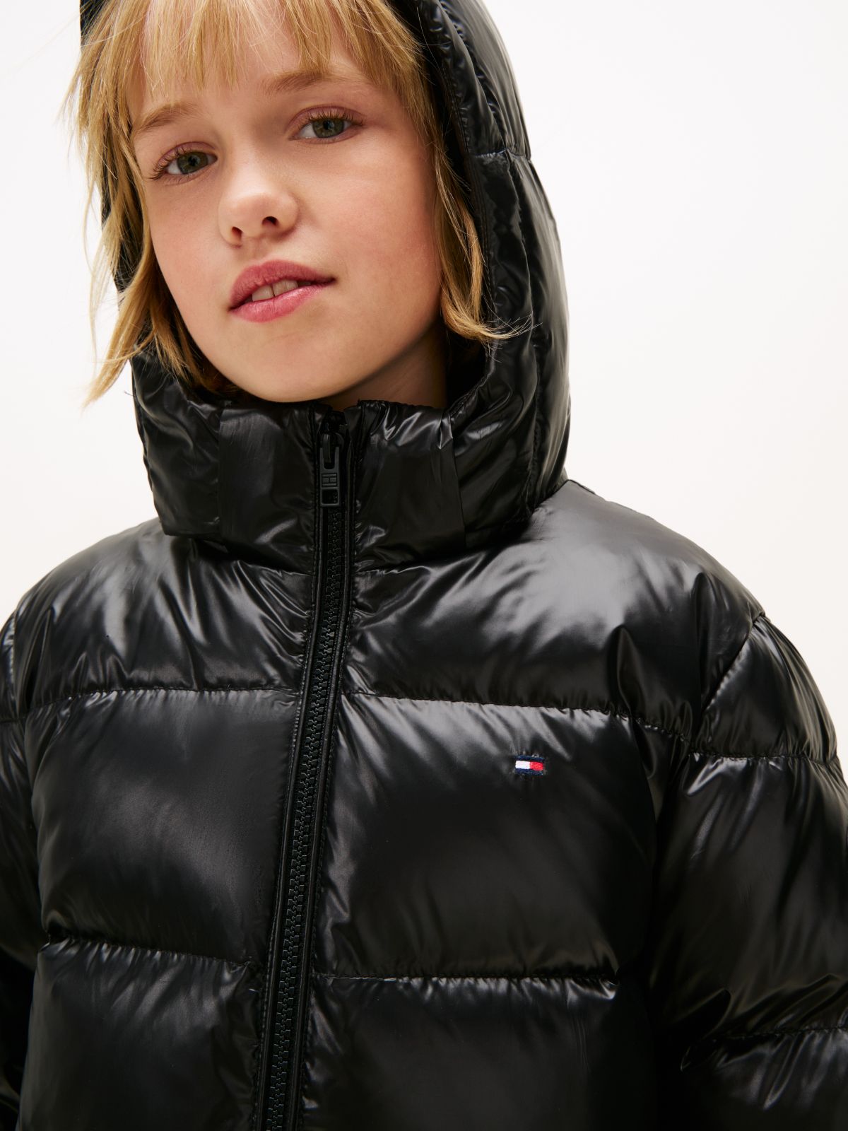 Essential Shiny Down Jacket — Black