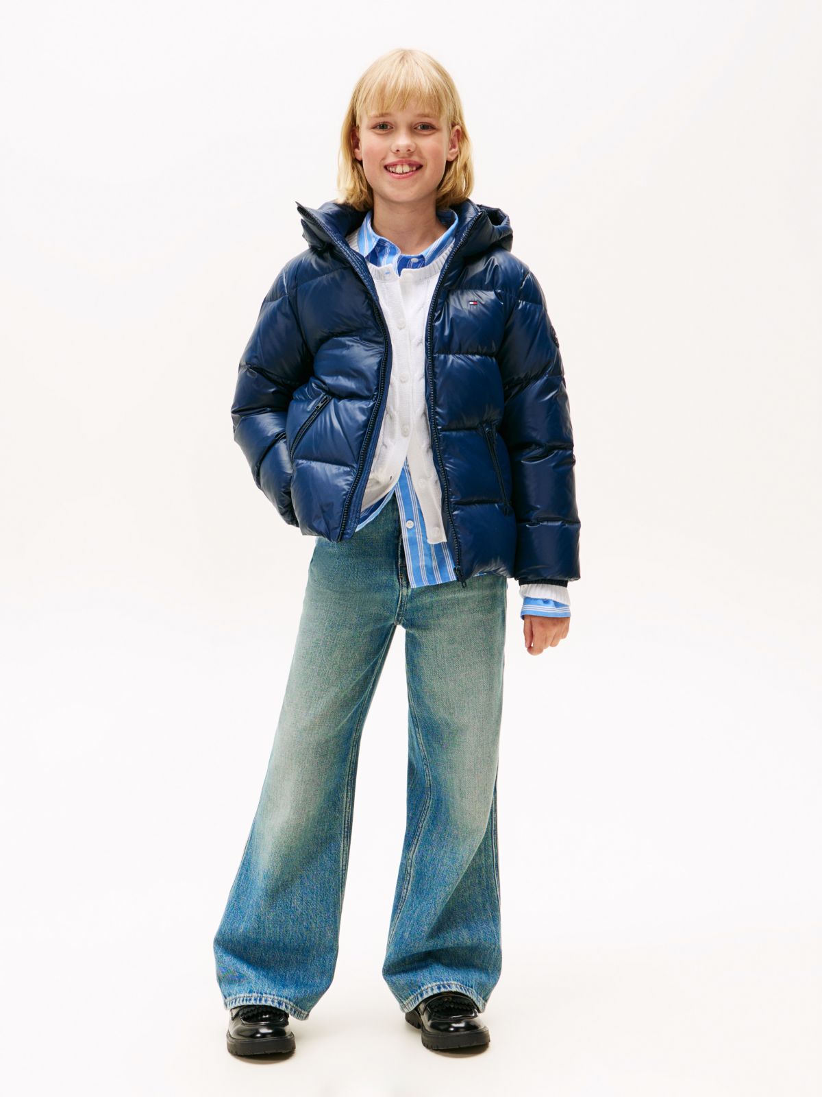 Essential Shiny Down Jacket — Blue