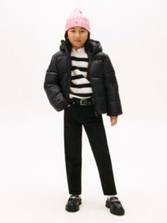 Shiny Relaxed Hooded Puffer Jacket — Black 3