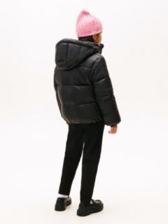 Shiny Relaxed Hooded Puffer Jacket — Black 5