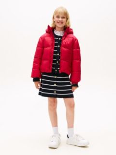 Shiny Relaxed Hooded Puffer Jacket — Red 3