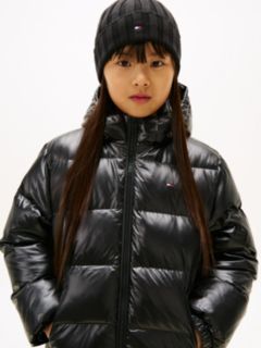 Essential Shiny Down Relaxed Longline Jacket — Black 2