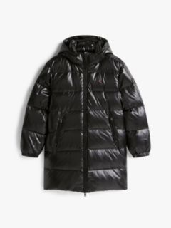 Essential Shiny Down Relaxed Longline Jacket — Black 5