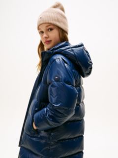 Essential Shiny Down Relaxed Longline Jacket — Blue 2