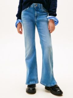Split Hem Flared Leg Jeans — Blue 2