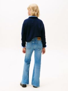 Split Hem Flared Leg Jeans — Blue 5
