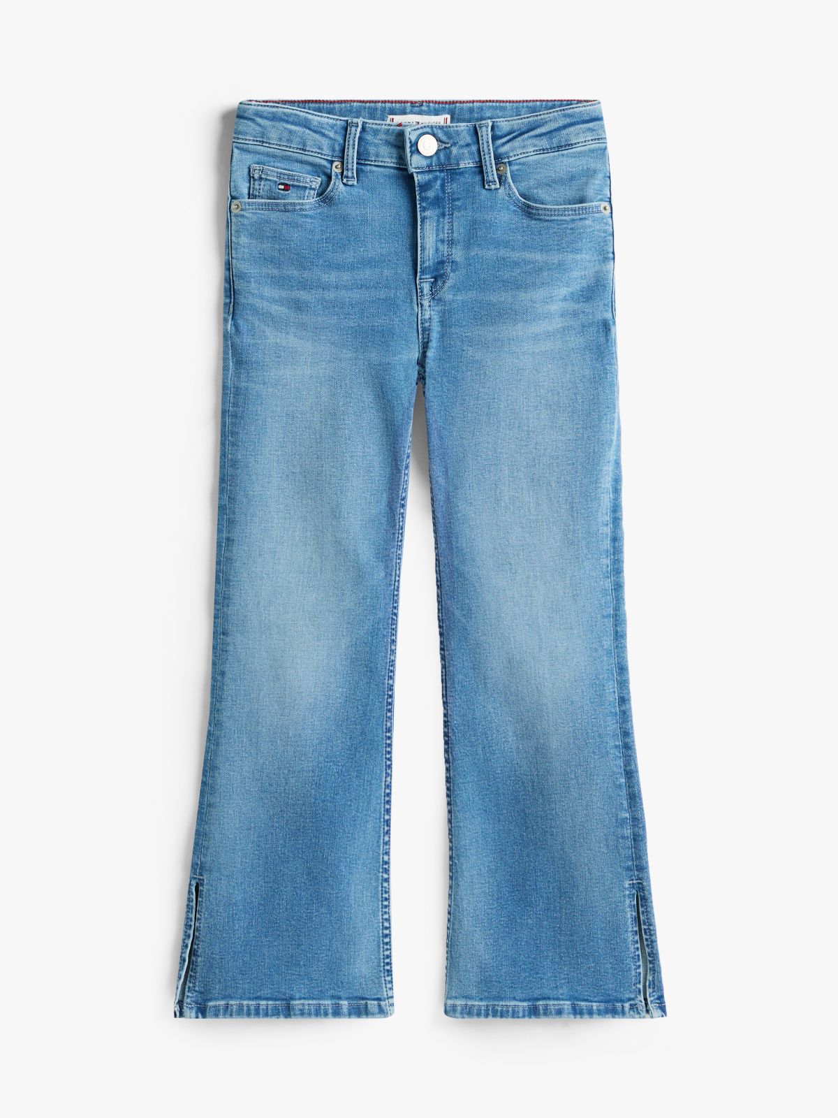 Split Hem Flared Leg Jeans — Blue