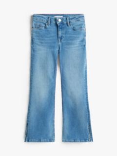 Split Hem Flared Leg Jeans — Blue 6