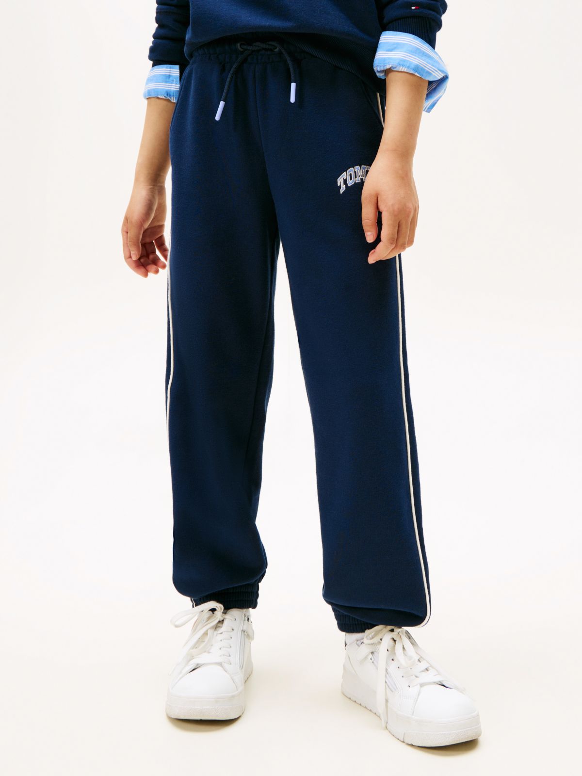 Varsity Relaxed Terry Drawstring Joggers — Blue
