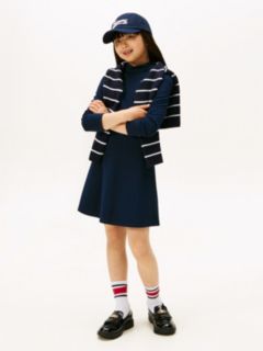 Sparkle Logo Mock Neck Skater Dress — Blue 1