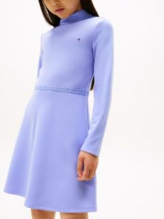 Sparkle Logo Mock Neck Skater Dress — Purple 3