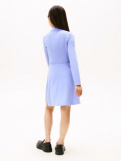 Sparkle Logo Mock Neck Skater Dress — Purple 4