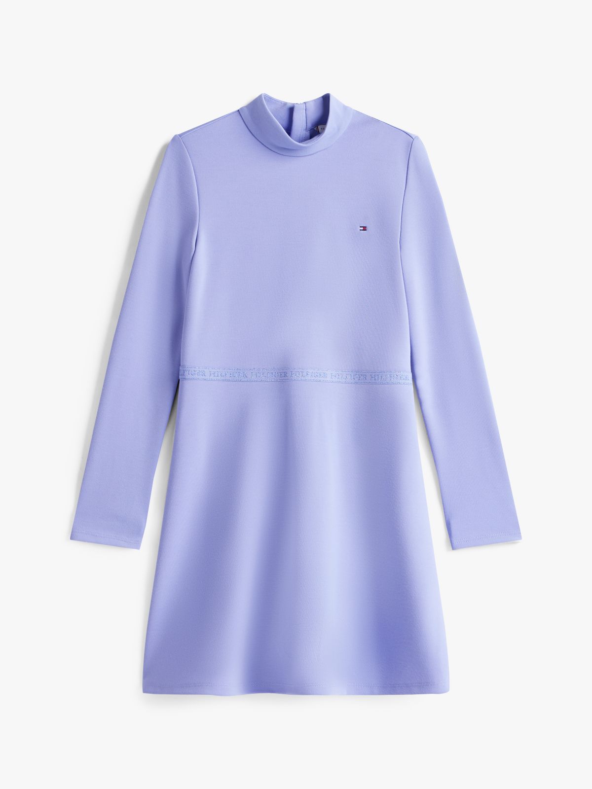 Sparkle Logo Mock Neck Skater Dress — Purple