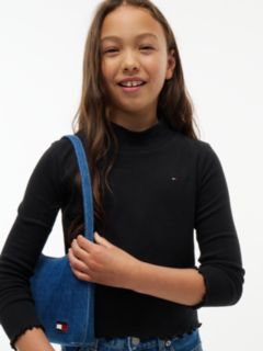 Essential Ruffle Ribbed Long Sleeve Top — Black 3