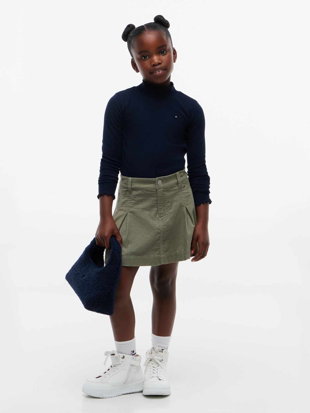 Essential Ruffle Ribbed Long Sleeve Top — Blue