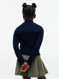 Essential Ruffle Ribbed Long Sleeve Top — Blue 4