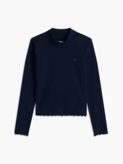 Essential Ruffle Ribbed Long Sleeve Top — Blue 6
