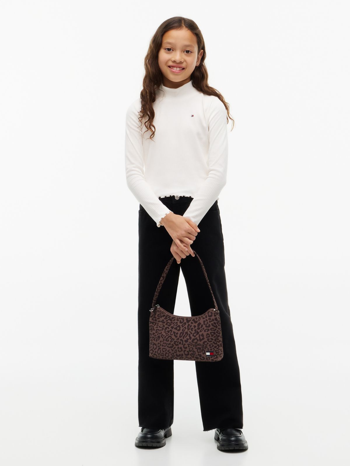 Essential Ruffle Ribbed Long Sleeve Top — White