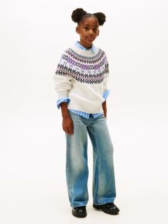 Fair Isle Relaxed Balloon Sleeve Jumper — White 3