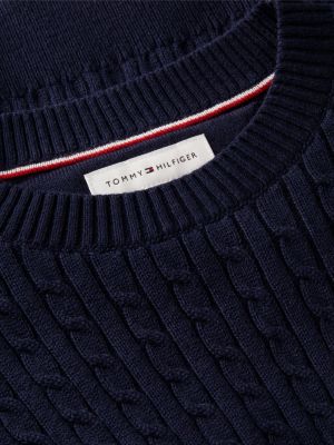 blue cable knit relaxed jumper for girls tommy hilfiger