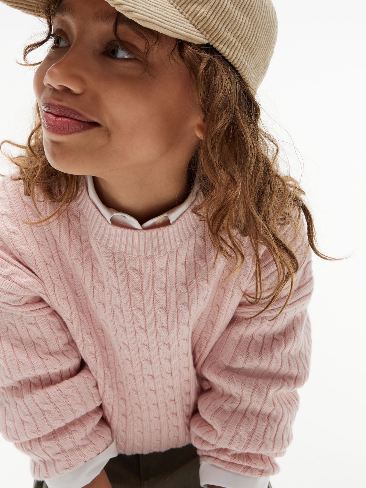 Cable Knit Relaxed Jumper — Pink