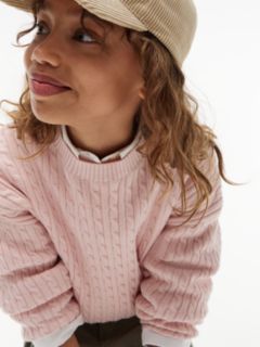 Cable Knit Relaxed Jumper — Pink 3