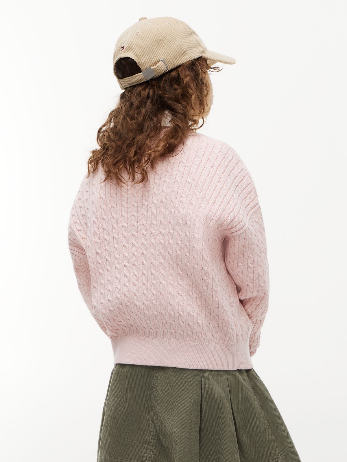 Cable Knit Relaxed Jumper — Pink