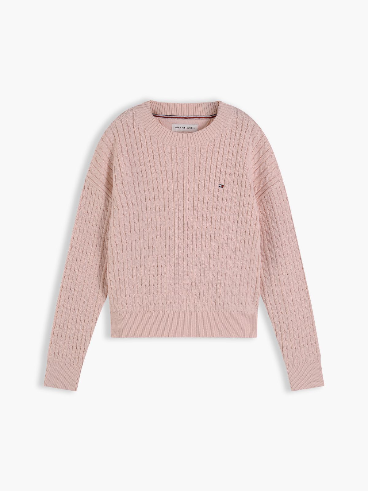 Cable Knit Relaxed Jumper — Pink