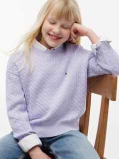 Cable Knit Relaxed Jumper — Purple 3